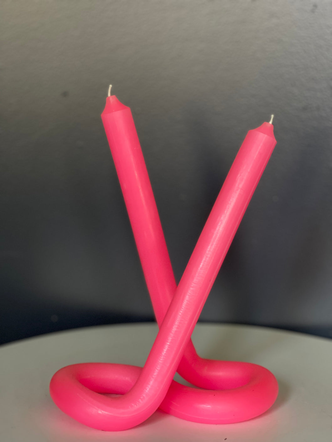 Pink double twist candle