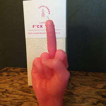 Load image into Gallery viewer, F*ck You pink candle hand
